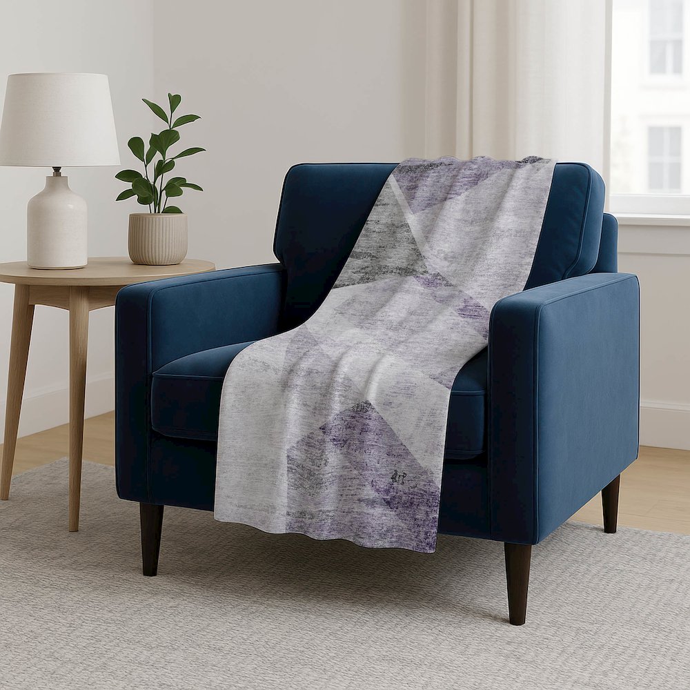 Premium Machine Washable ASB770 Purple 50" x 70" Sherpa Throw Blanket