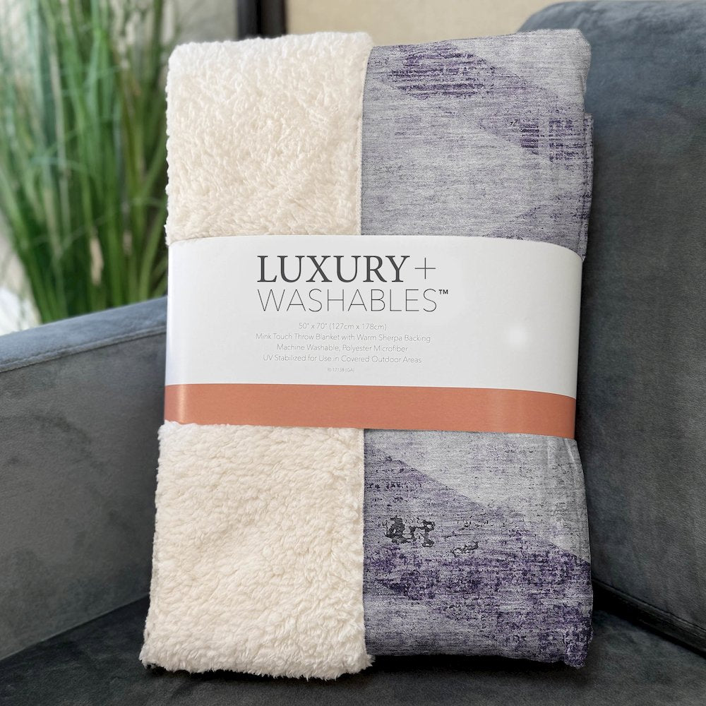 Premium Machine Washable ASB770 Purple 50" x 70" Sherpa Throw Blanket