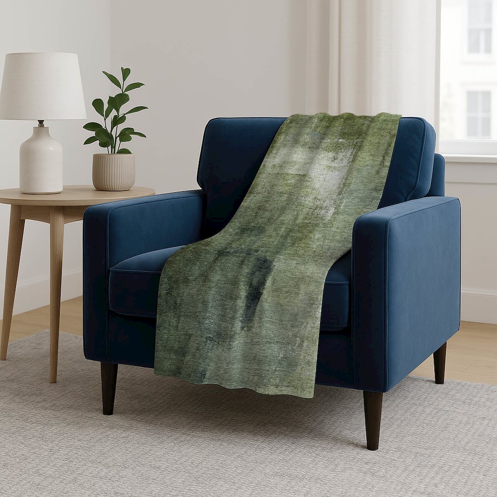 Premium Machine Washable ASB787 Green 50" x 70" Sherpa Throw Blanket