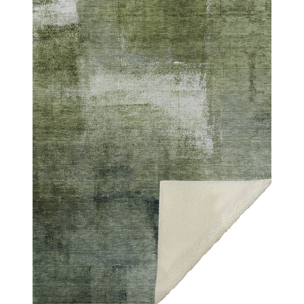 Premium Machine Washable ASB787 Green 50" x 70" Sherpa Throw Blanket