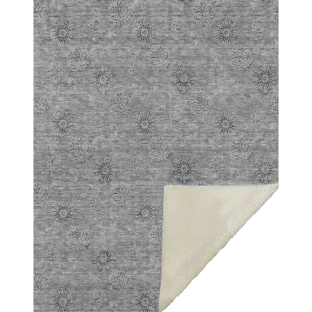 Premium Machine Washable ASB789 Pewter 50" x 70" Sherpa Throw Blanket