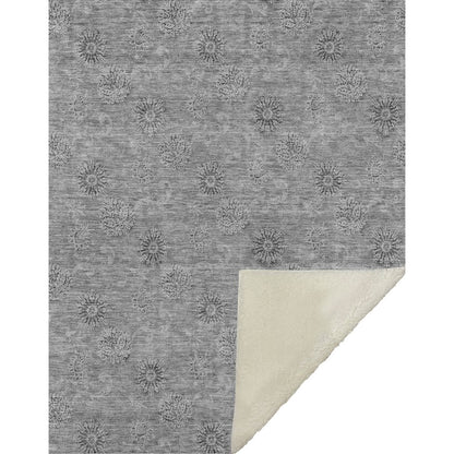 Premium Machine Washable ASB789 Pewter 50" x 70" Sherpa Throw Blanket