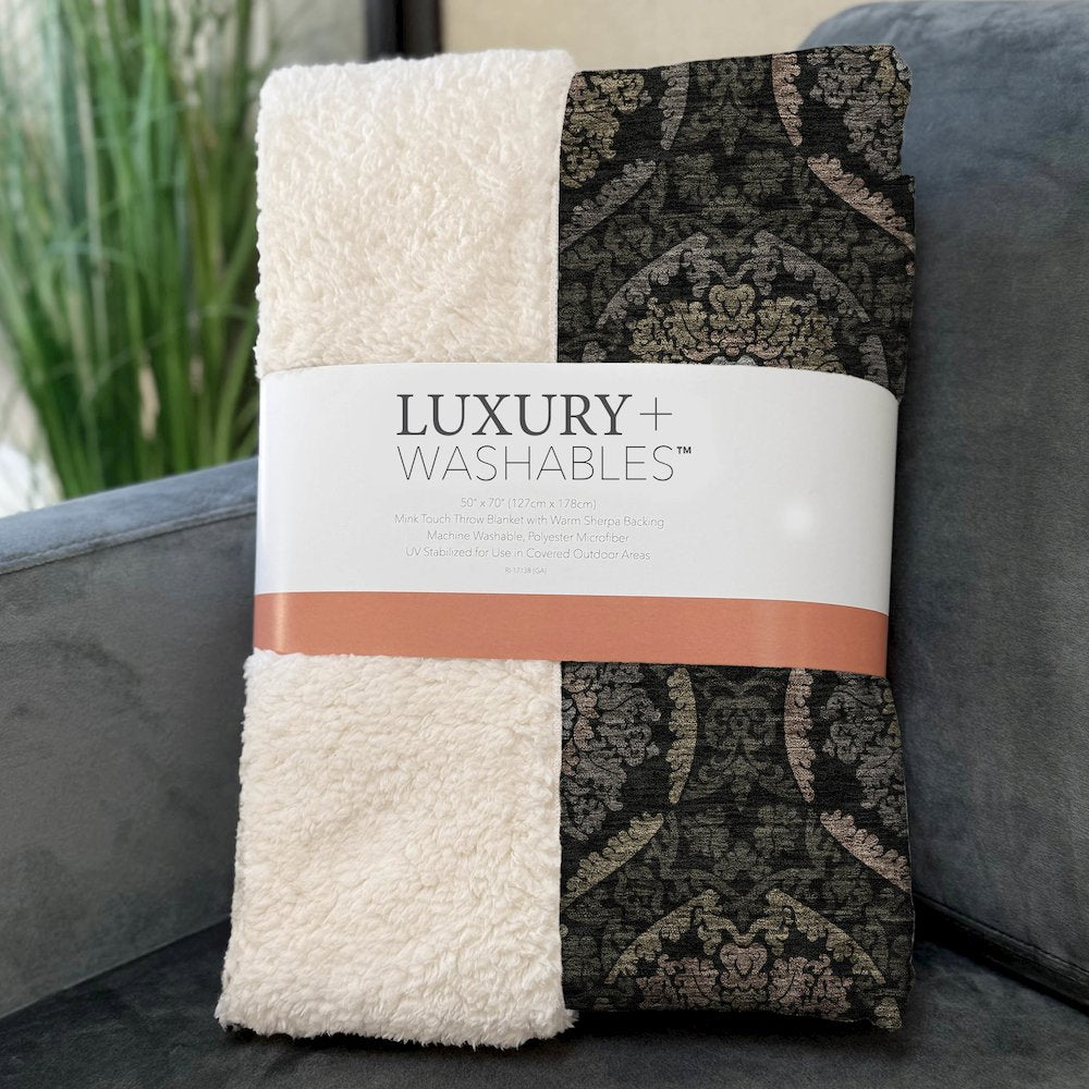 Premium Machine Washable ASB809 Black 50" x 70" Sherpa Throw Blanket