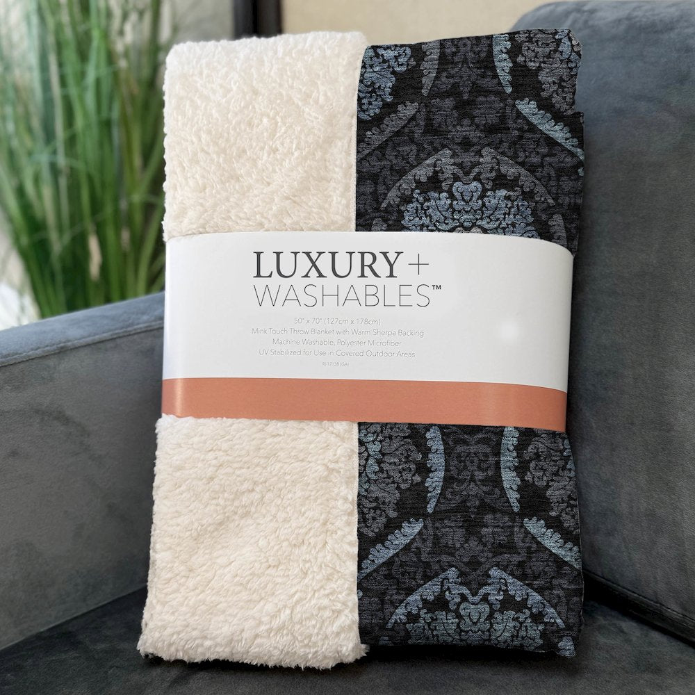 Premium Machine Washable ASB809 Blue 50" x 70" Sherpa Throw Blanket