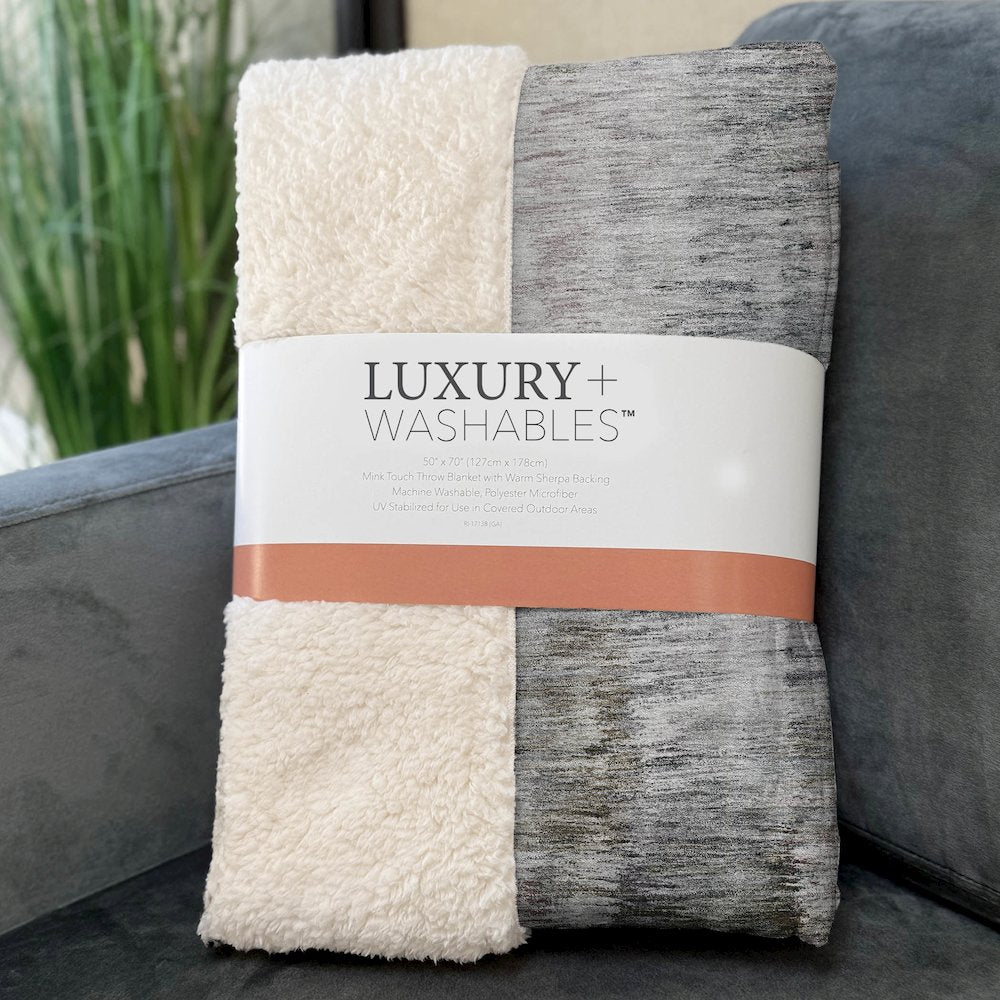 Premium Machine Washable ASB813 Taupe 50" x 70" Sherpa Throw Blanket