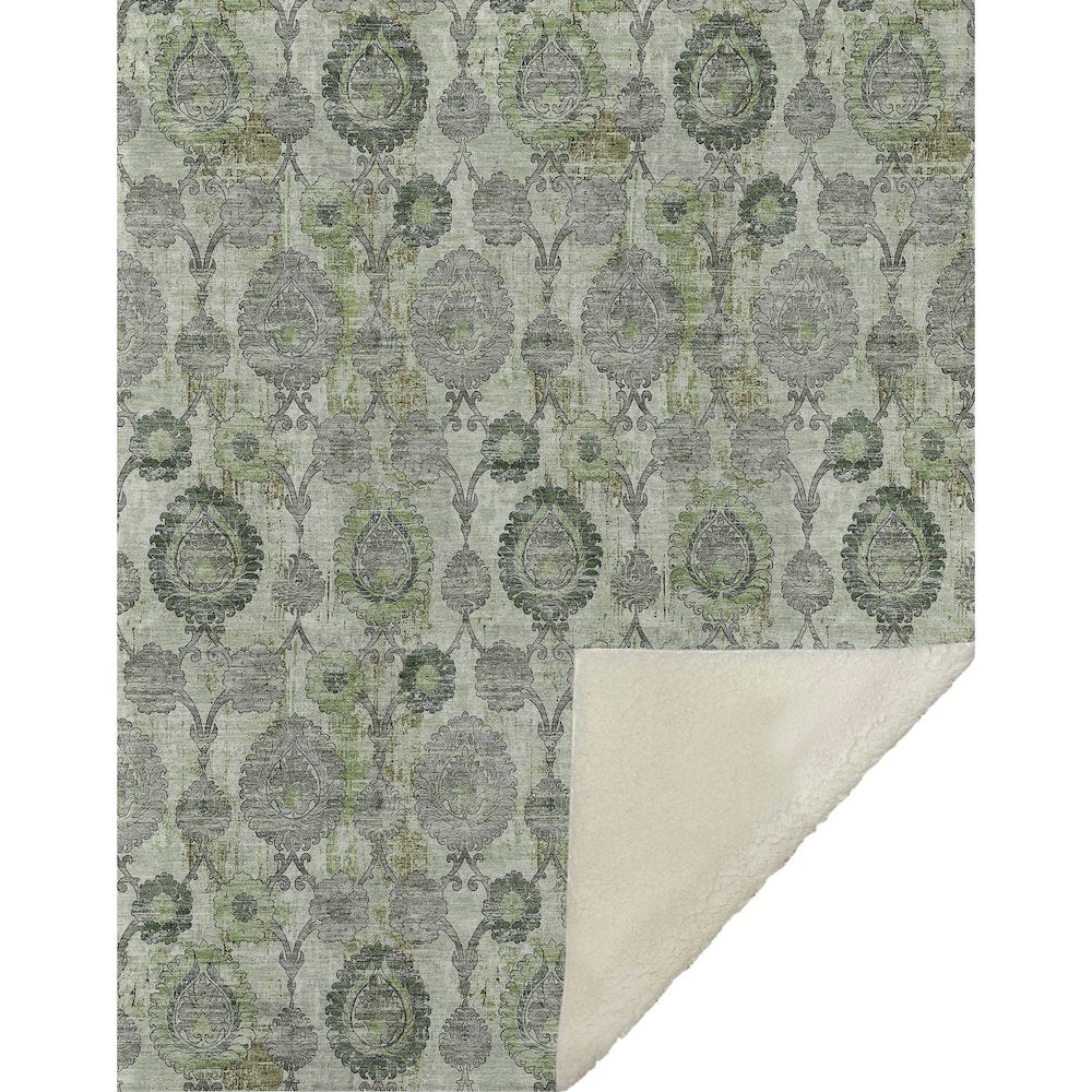 Premium Machine Washable ASB821 Green 50" x 70" Sherpa Throw Blanket