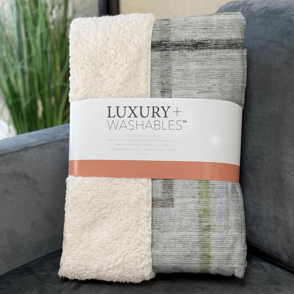 Premium Machine Washable ASB826 Green 50" x 70" Sherpa Throw Blanket