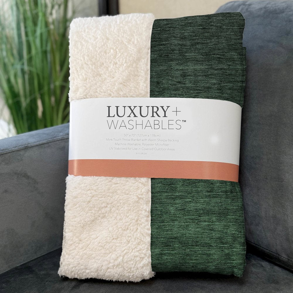Premium Machine Washable ASB844 Emerald 50" x 70" Sherpa Throw Blanket