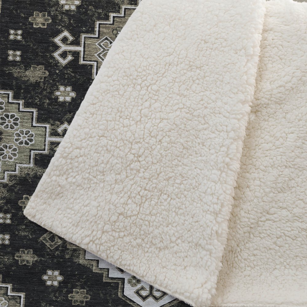 Premium Machine Washable ASB846 Black 50" x 70" Sherpa Throw Blanket
