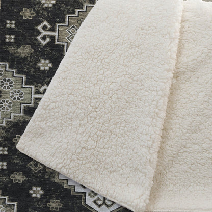 Premium Machine Washable ASB846 Black 50" x 70" Sherpa Throw Blanket