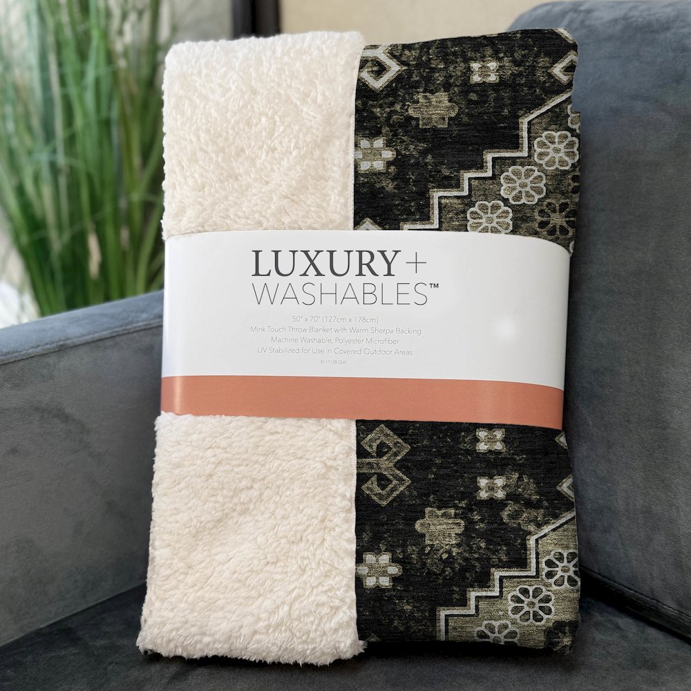 Premium Machine Washable ASB846 Black 50" x 70" Sherpa Throw Blanket