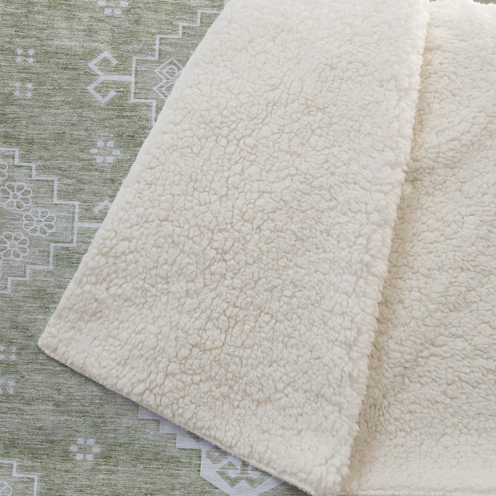 Premium Machine Washable ASB847 Aloe 50" x 70" Sherpa Throw Blanket