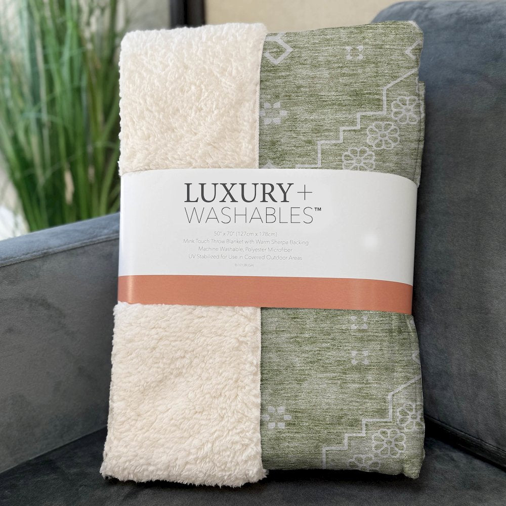 Premium Machine Washable ASB847 Aloe 50" x 70" Sherpa Throw Blanket