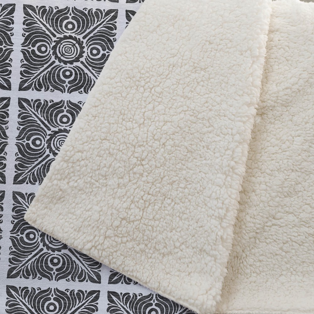 Premium Machine Washable ASB854 Ivory 50" x 70" Sherpa Throw Blanket