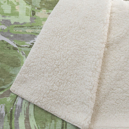 Premium Machine Washable ASB855 Green 50" x 70" Sherpa Throw Blanket