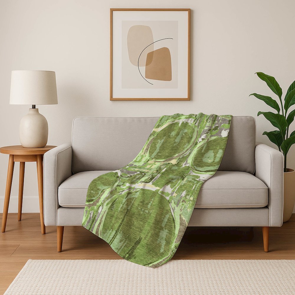 Premium Machine Washable ASB855 Green 50" x 70" Sherpa Throw Blanket