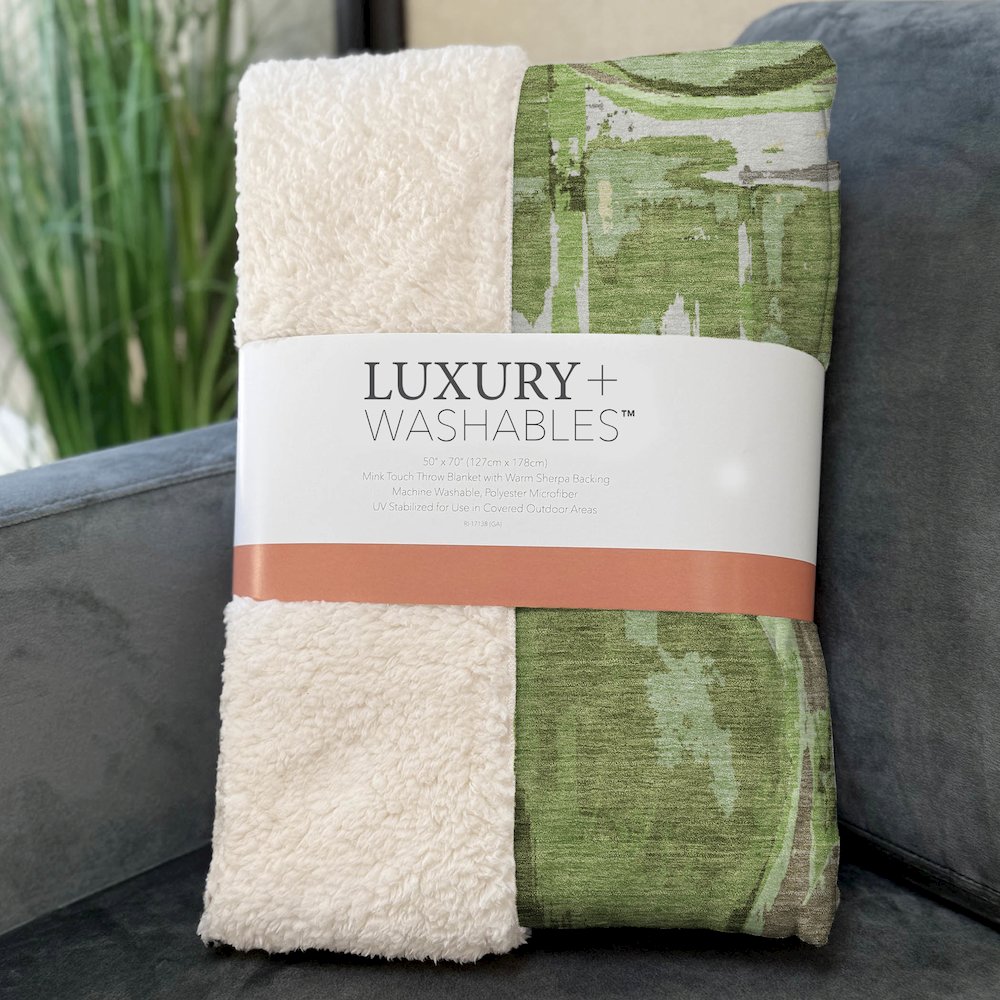 Premium Machine Washable ASB855 Green 50" x 70" Sherpa Throw Blanket