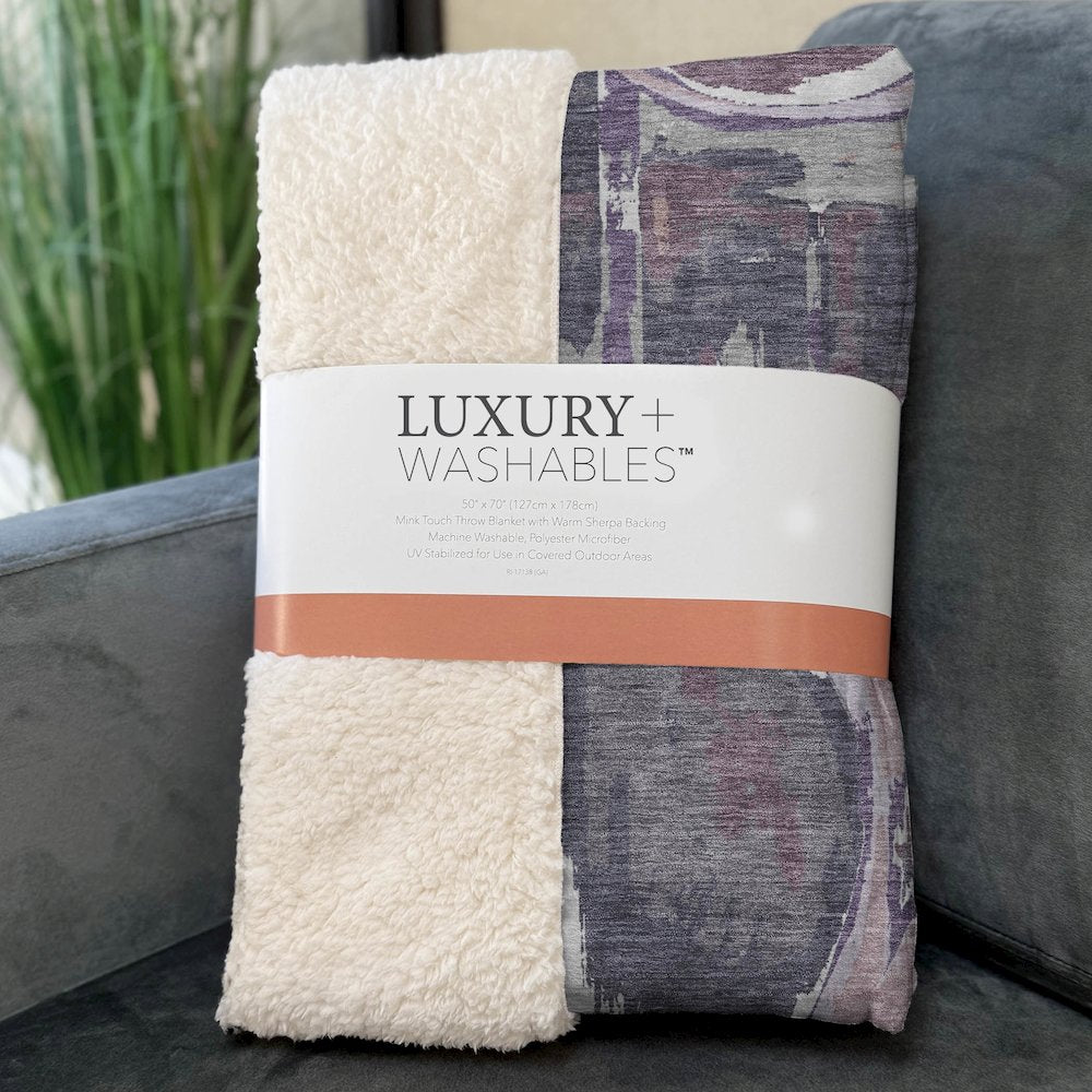 Premium Machine Washable ASB855 Purple 50" x 70" Sherpa Throw Blanket