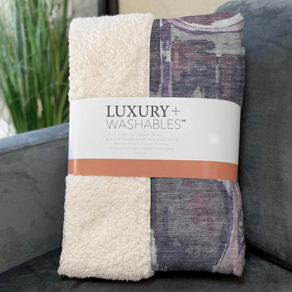 Premium Machine Washable ASB855 Purple 50" x 70" Sherpa Throw Blanket
