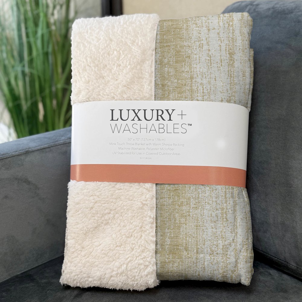 Premium Machine Washable ASB861 Gold 50" x 70" Sherpa Throw Blanket
