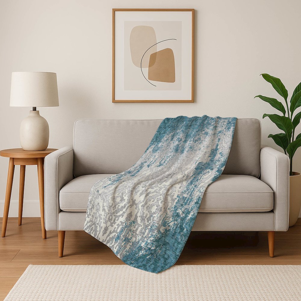 Premium Machine Washable ASB864 Teal 50" x 70" Sherpa Throw Blanket