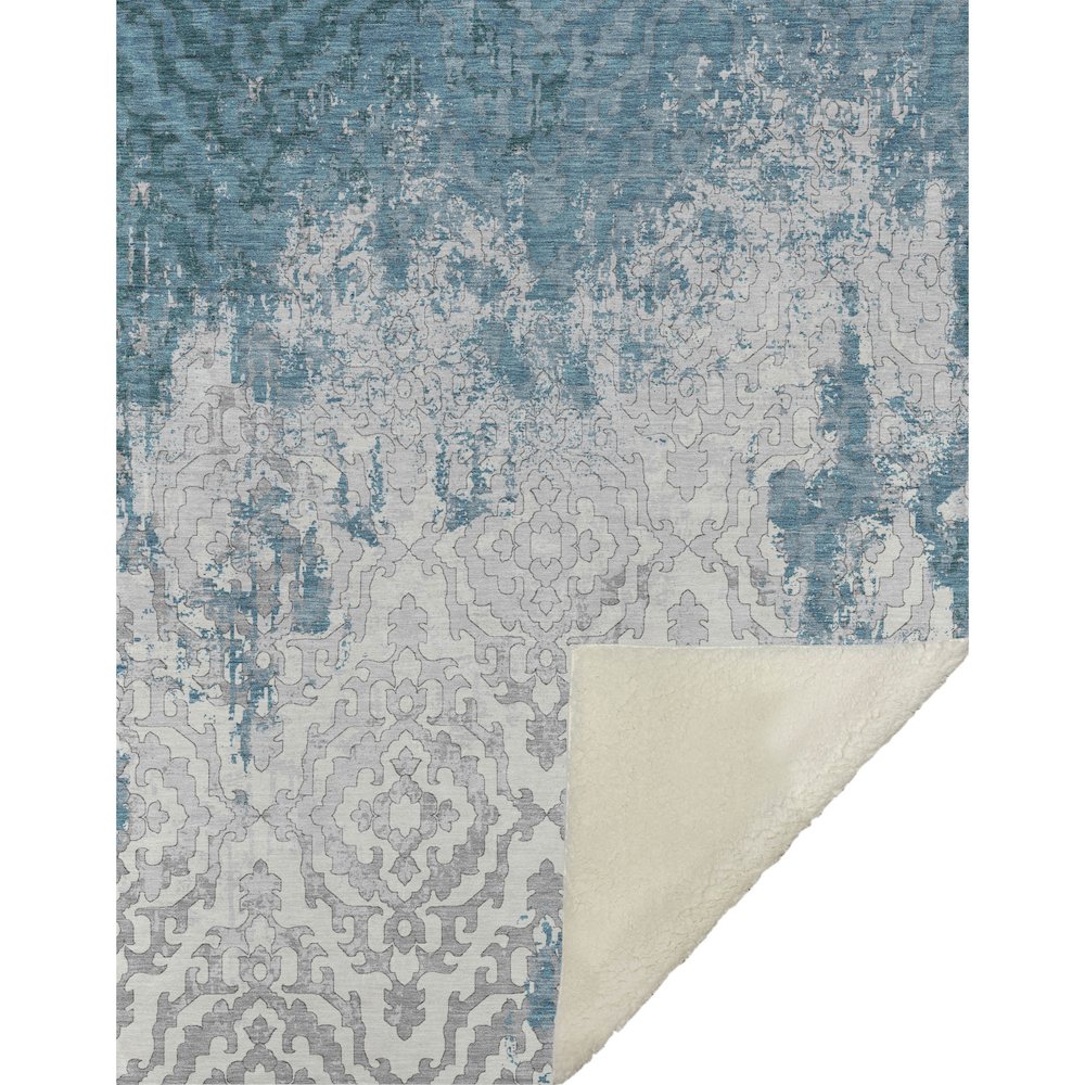 Premium Machine Washable ASB864 Teal 50" x 70" Sherpa Throw Blanket