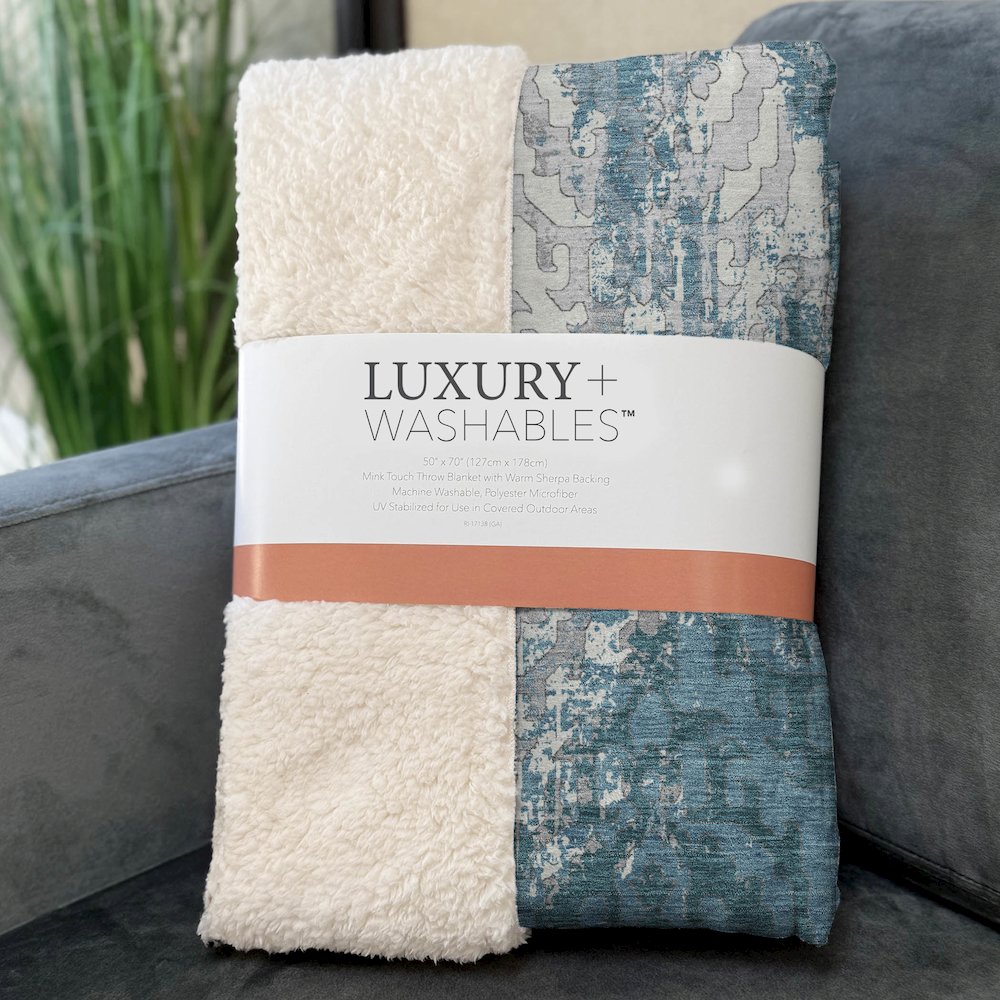 Premium Machine Washable ASB864 Teal 50" x 70" Sherpa Throw Blanket
