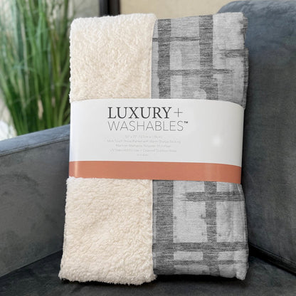 Premium Machine Washable ASB872 Gray 50" x 70" Sherpa Throw Blanket