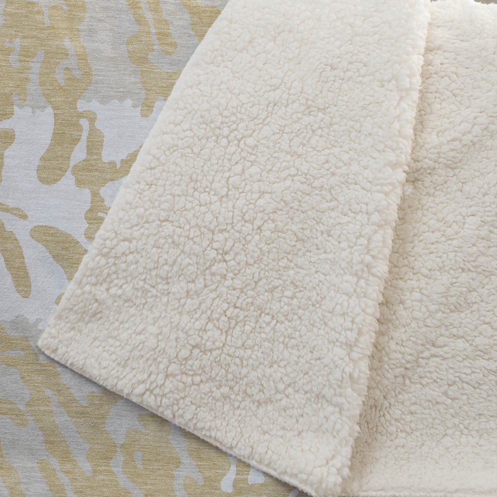 Premium Machine Washable ASB873 Gold 50" x 70" Sherpa Throw Blanket