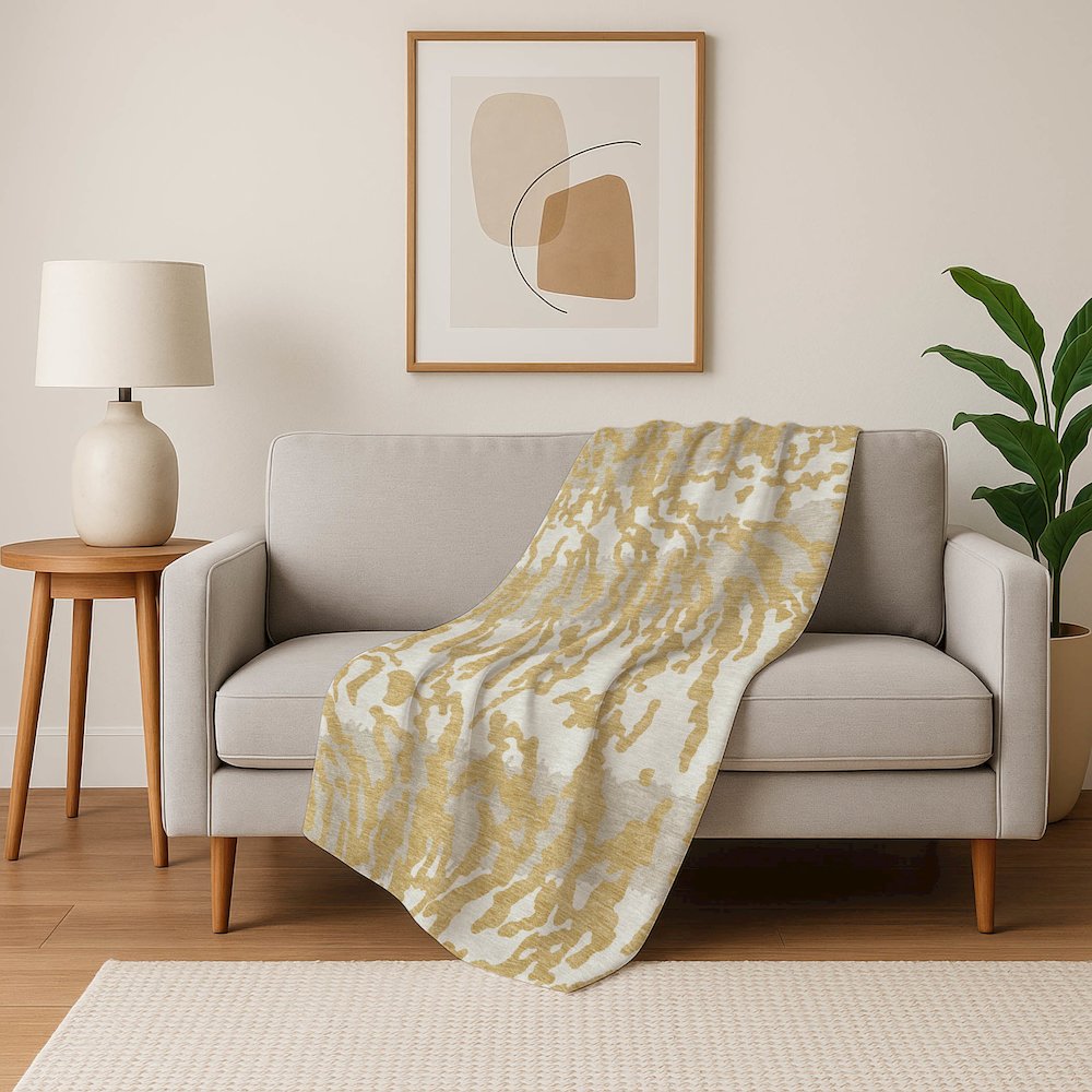 Premium Machine Washable ASB873 Gold 50" x 70" Sherpa Throw Blanket