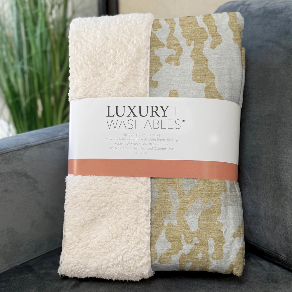 Premium Machine Washable ASB873 Gold 50" x 70" Sherpa Throw Blanket