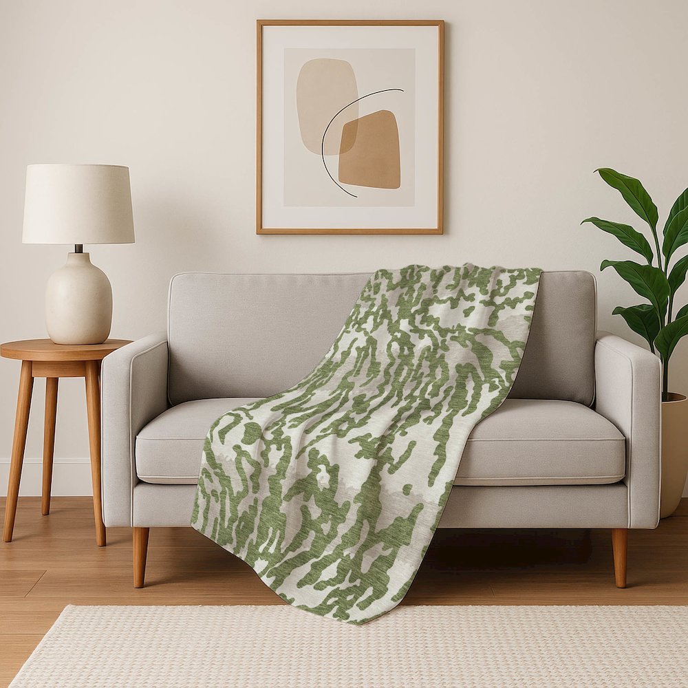 Premium Machine Washable ASB873 Green 50" x 70" Sherpa Throw Blanket