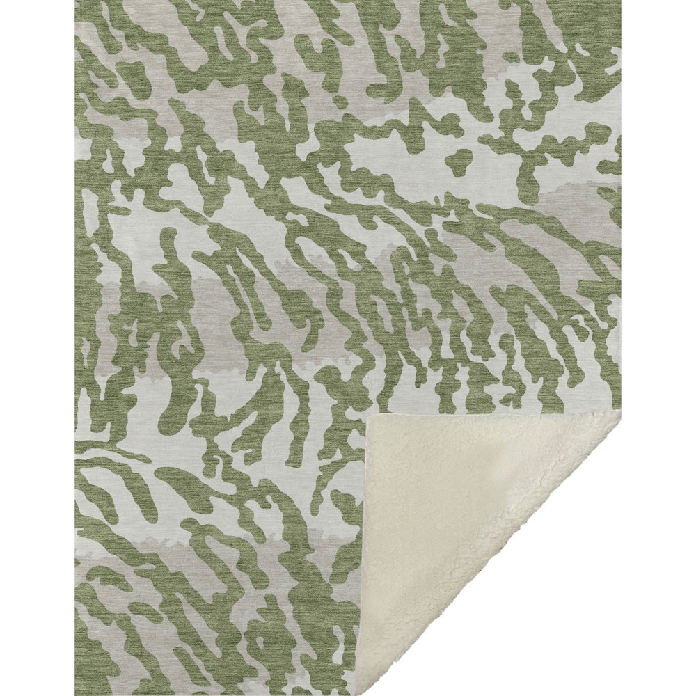 Premium Machine Washable ASB873 Green 50" x 70" Sherpa Throw Blanket