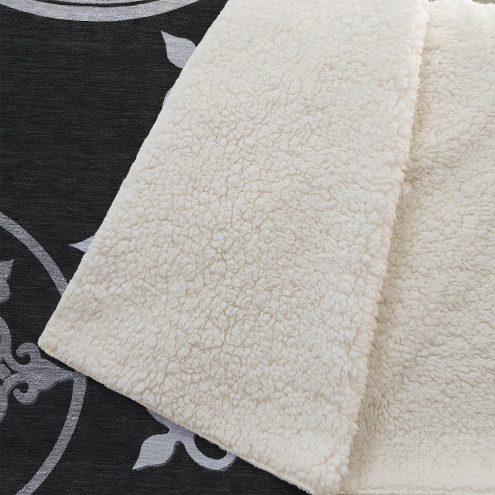 Premium Machine Washable ASB874 Black 50" x 70" Sherpa Throw Blanket