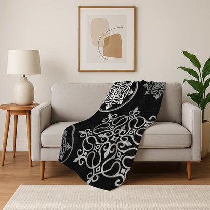 Premium Machine Washable ASB874 Black 50" x 70" Sherpa Throw Blanket
