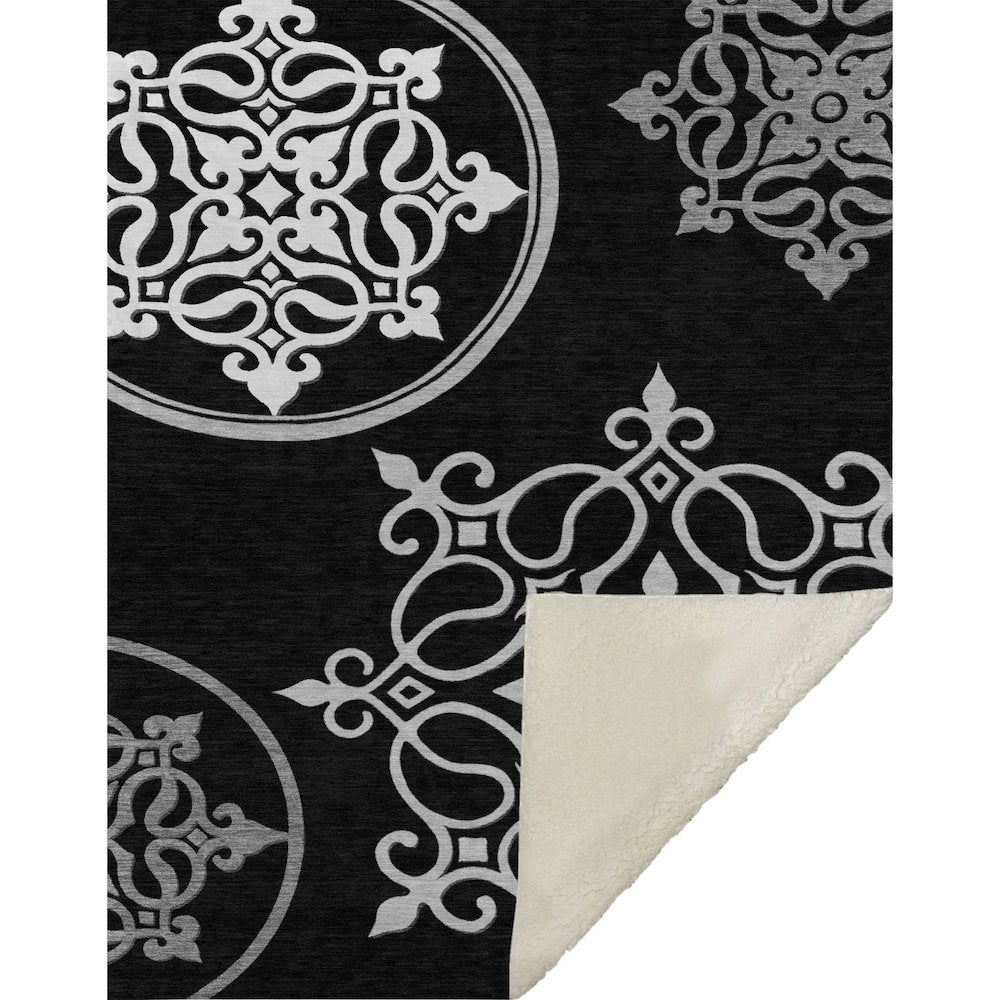 Premium Machine Washable ASB874 Black 50" x 70" Sherpa Throw Blanket