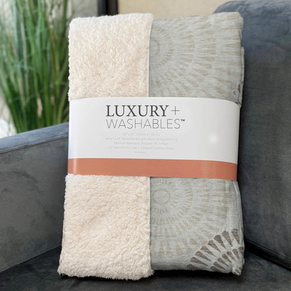 Premium Machine Washable ASB877 Taupe 50" x 70" Sherpa Throw Blanket