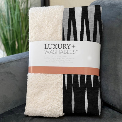 Premium Machine Washable ASB881 Black 50" x 70" Sherpa Throw Blanket