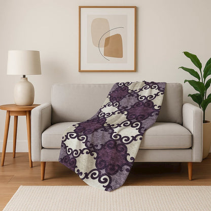 Premium Machine Washable ASB883 Eggplant 50" x 70" Sherpa Throw Blanket