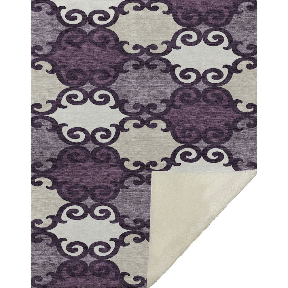 Premium Machine Washable ASB883 Eggplant 50" x 70" Sherpa Throw Blanket