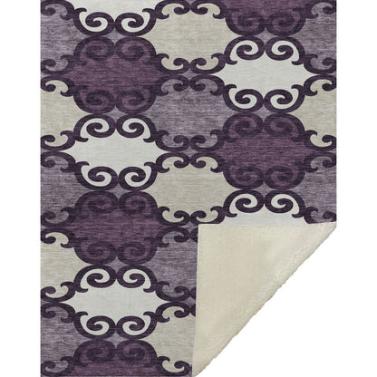 Premium Machine Washable ASB883 Eggplant 50" x 70" Sherpa Throw Blanket