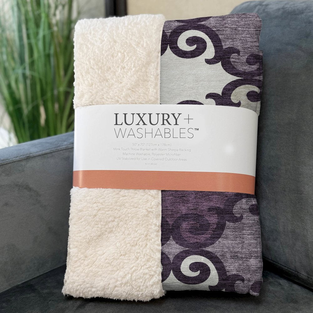 Premium Machine Washable ASB883 Eggplant 50" x 70" Sherpa Throw Blanket