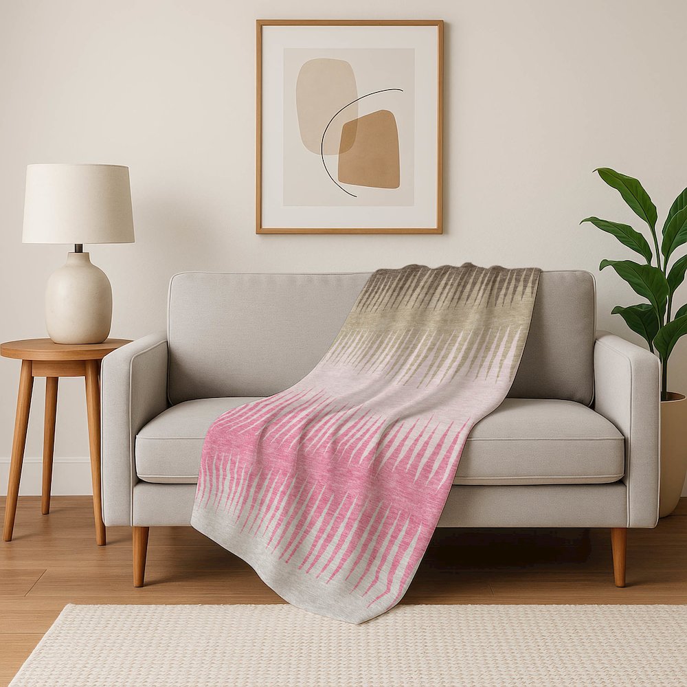 Premium Machine Washable ASB886 Pink 50" x 70" Sherpa Throw Blanket