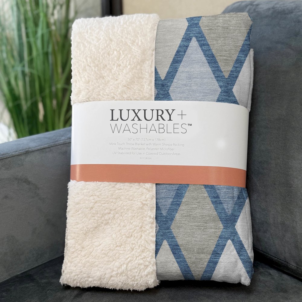 Premium Machine Washable ASB887 Denim 50" x 70" Sherpa Throw Blanket