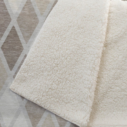 Premium Machine Washable ASB887 Taupe 50" x 70" Sherpa Throw Blanket