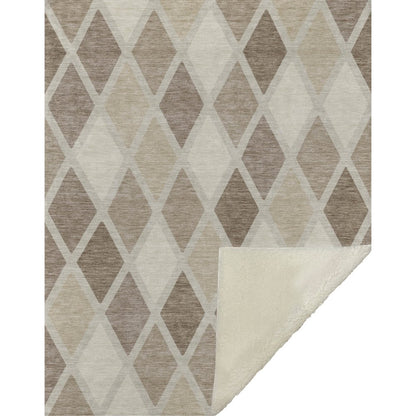 Premium Machine Washable ASB887 Taupe 50" x 70" Sherpa Throw Blanket