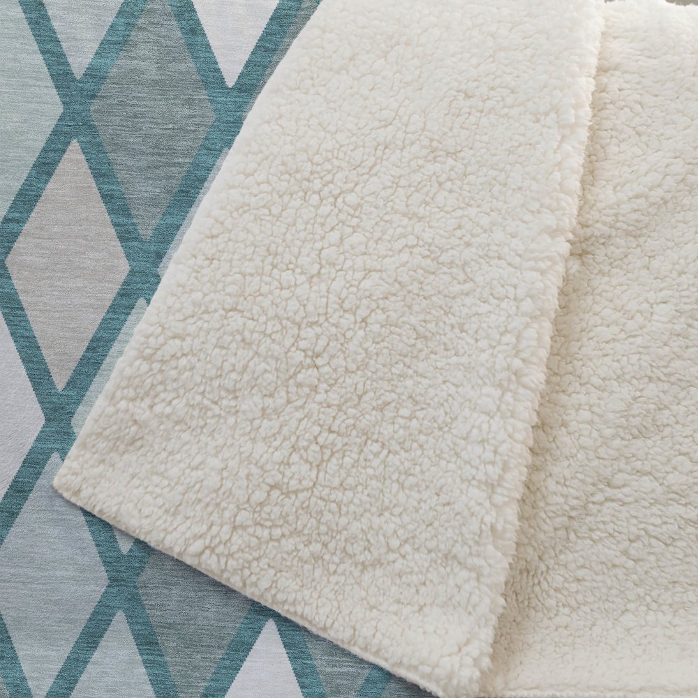 Premium Machine Washable ASB887 Teal 50" x 70" Sherpa Throw Blanket
