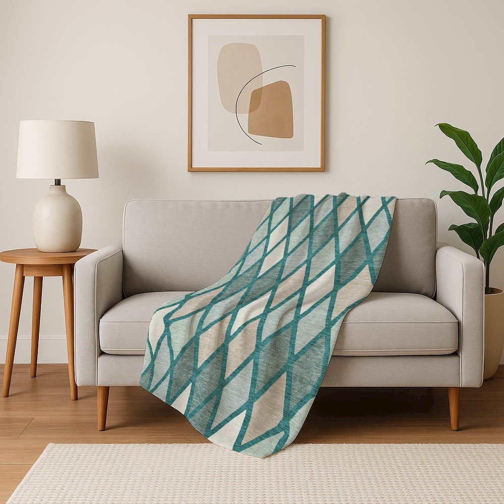 Premium Machine Washable ASB887 Teal 50" x 70" Sherpa Throw Blanket