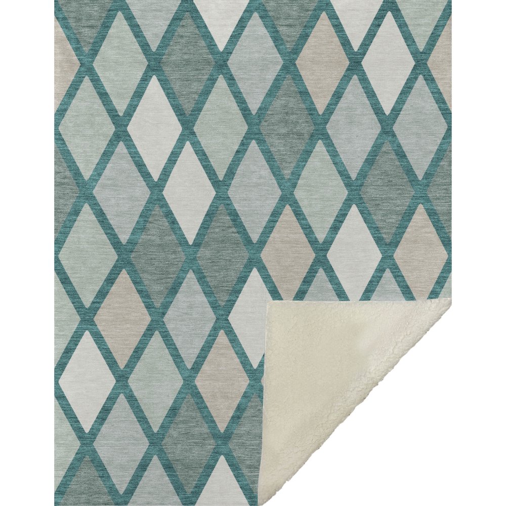Premium Machine Washable ASB887 Teal 50" x 70" Sherpa Throw Blanket