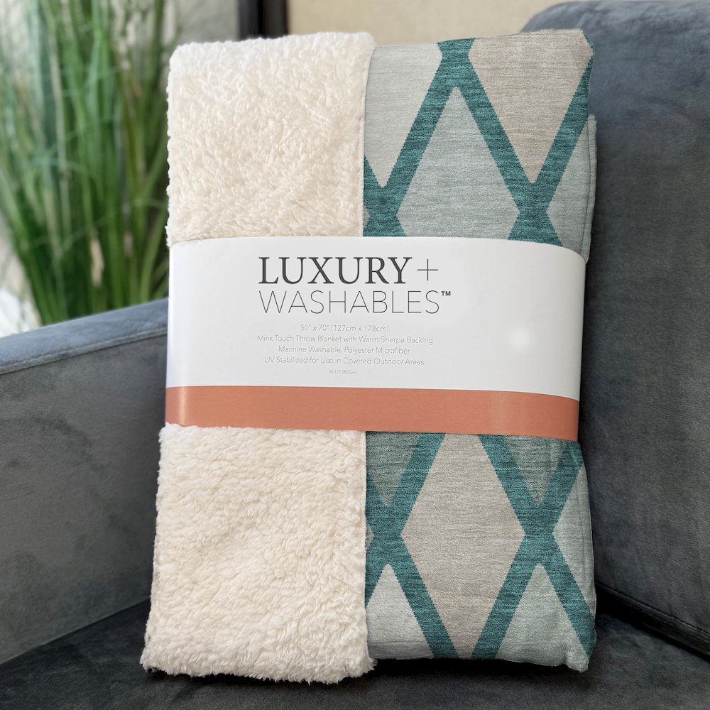 Premium Machine Washable ASB887 Teal 50" x 70" Sherpa Throw Blanket